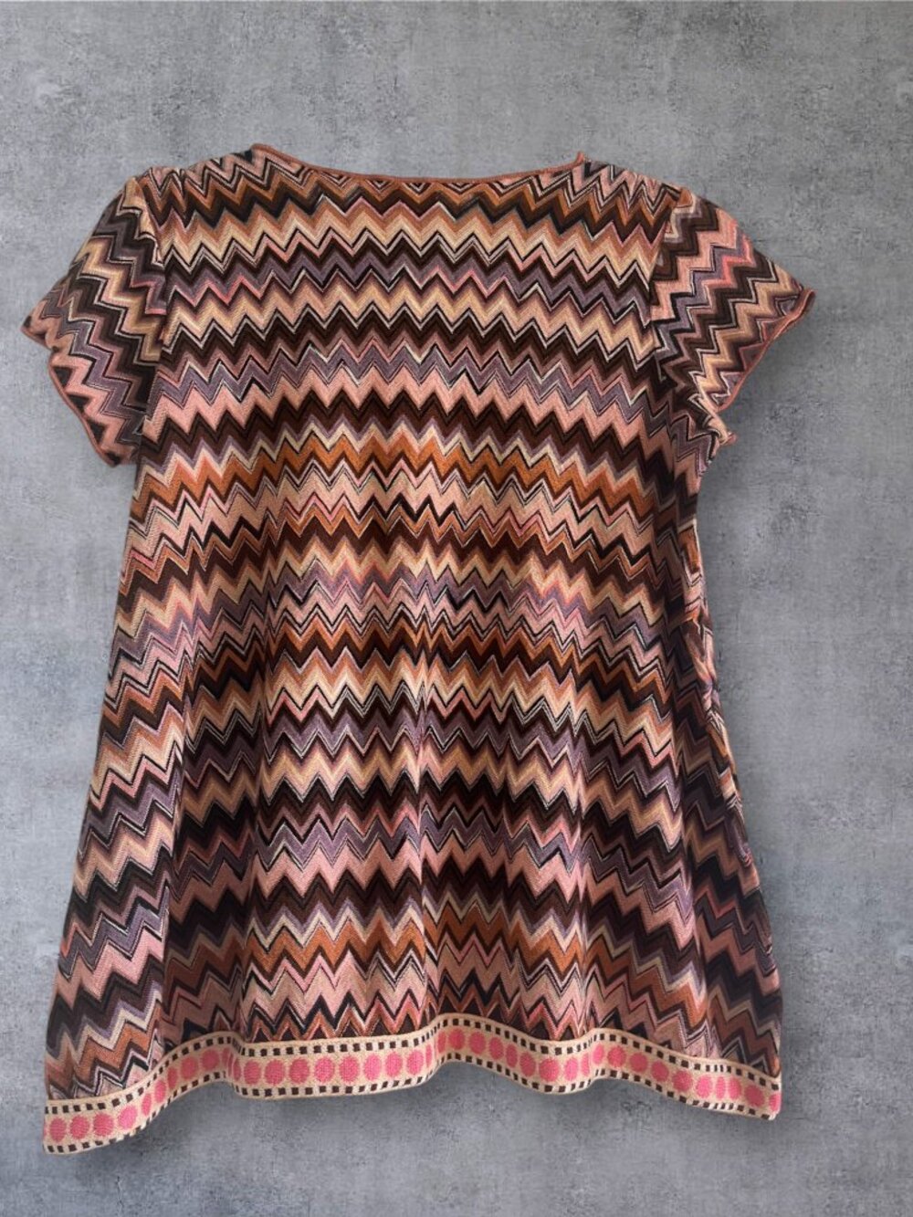 Missoni Made in Italy Pink & Brown Zigzag Knit Top - Picture 2 of 4